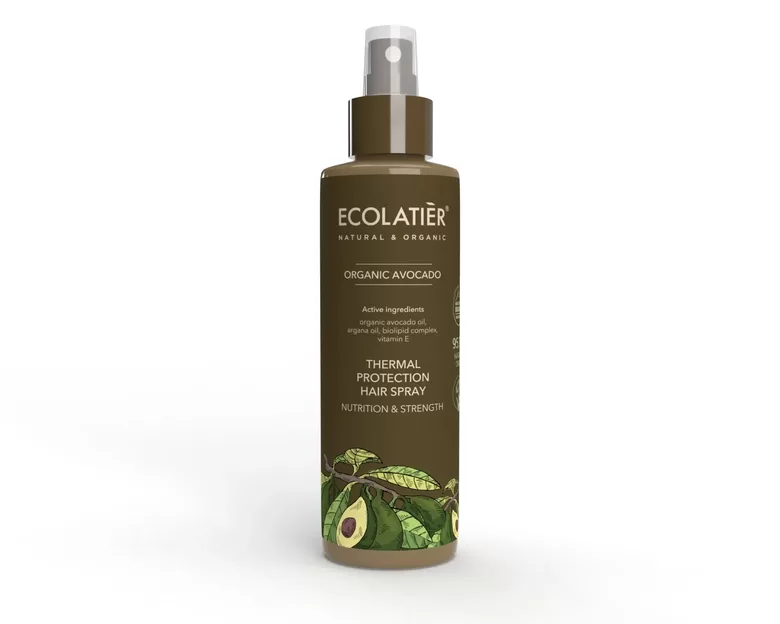 ECOLATIER Термозащитный спрей для волос NUTRITION & STRENGTH ORGANIC AVOCADO, 200 мл