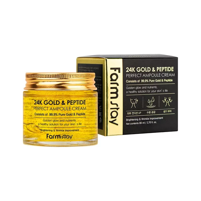 FARMSTAY Крем-ампула с 24К золотом и пептидами, 80 мл