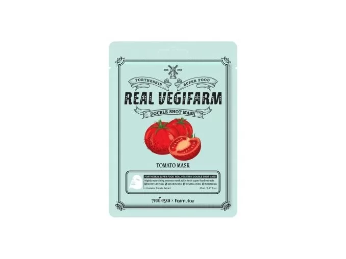 FORTHESKIN Тканевая маска SUPER FOOD REAL VEGIFARM DOUBLE SHOT с томатом, 23 мл