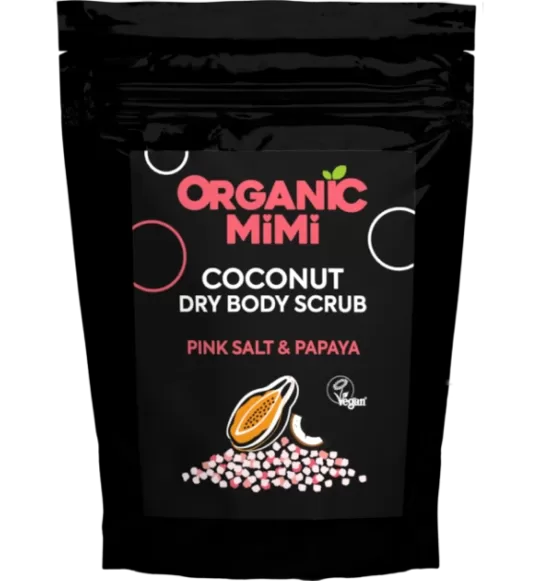ORGANIC MIMI Coconut Dry Body Scrub PINK SALT & PAPAYA, 150 g
