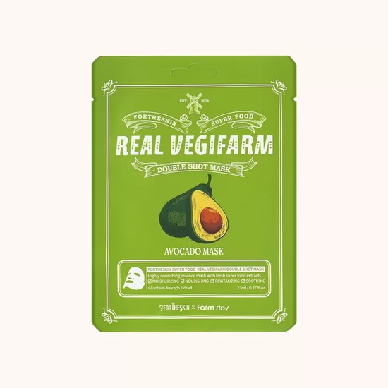 FORTHESKIN SUPER FOOD REAL VEGIFARM DOUBLE SHOT MASK-Avocado, 23ml