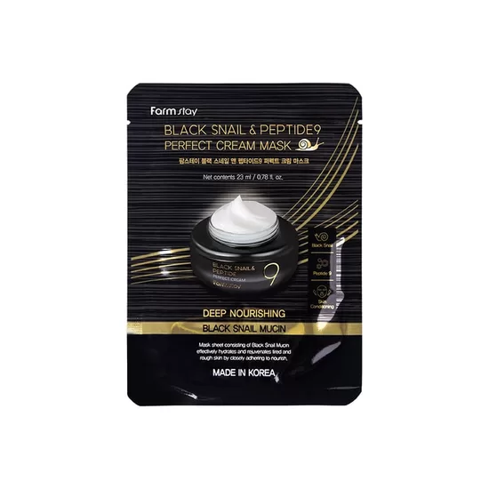 FARMSTAY BLACK SNAIL & PEPTIDE9 PERFECT CREAM MASK 23ml*10pcs