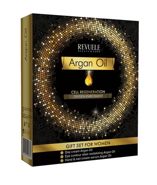 REVUELE GIFT SET ARGAN OIL - Face Cream 50 ml + Hands&Nails Cream 50 ml + Eye Contour Elixir 25 ml