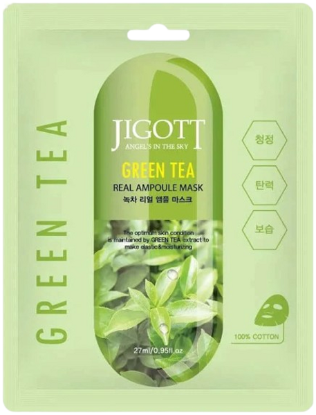 Jigott Green Tea Real Ampoule Mask, 27 ml