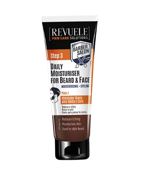 REVUELE MEN CARE BARBER  SALON DAILY MOISTURISER FOR BEARD & FACE 80ml