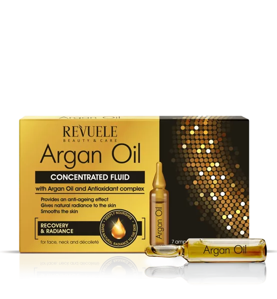 REVUELE Ampoules Argan Oil Concentrated fluid with Argan Oil and Antioxidant complex for face, neck