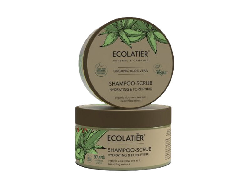 Ecolatier Šampūns-Scrub Hydrating & Fortifying Organic Aloe Vera, 300 g